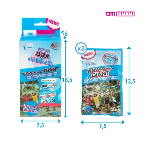 WOWMAZING 3 Sobres Pompas Gigantes * Juguetes Al Aire Libre