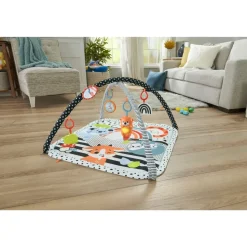 Fisher-Price Alfombra Gimnasio 3 En 1, Estampado Animalitos Divertidos, Manta Para Bebe Recien Nacido Con Accesorios * Preescolar