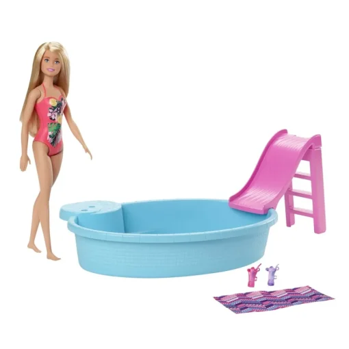 Barbie Muneca Rubia De 30 Cm Con Piscina, Tobogan Y Accesorios* Munecas Y Peluches