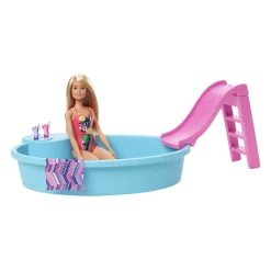 Barbie Muneca Rubia De 30 Cm Con Piscina, Tobogan Y Accesorios* Munecas Y Peluches