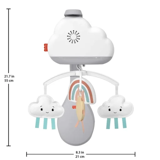 Fisher-Price Movil Lluvia De Arcoiris Para Cuna, Juguete Para Cuna Con Sonidos Relajantes Y Luces Para Bebe Recien Nacido* Preescolar