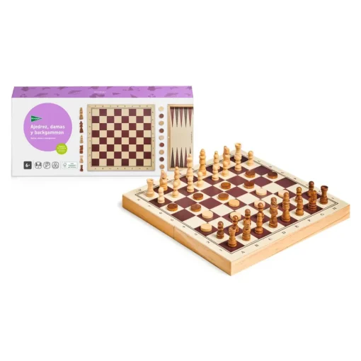 El Corte Inglés Juegos Estrategia De Madera Sostenible 3 En 1 Ajedrez, Damas Y Backgammon Con Tablero Plegable El Corte Ingles* Juegos De Mesa