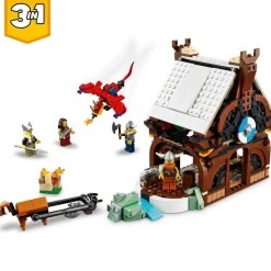 LEGO Juguete De Construccion Y Accion Barco Vikingo Y Serpiente Midgard, Casa, Dragon Y Lobo Creator 3En1* Puzzles Y Construcciones
