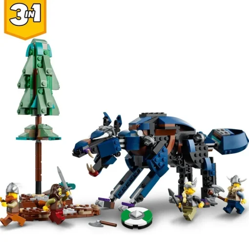 LEGO Juguete De Construccion Y Accion Barco Vikingo Y Serpiente Midgard, Casa, Dragon Y Lobo Creator 3En1* Puzzles Y Construcciones