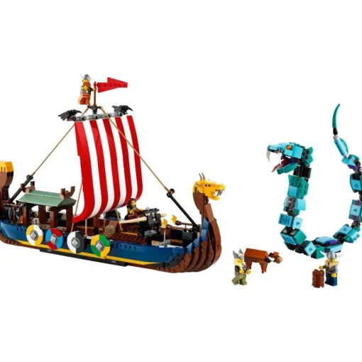 LEGO Juguete De Construccion Y Accion Barco Vikingo Y Serpiente Midgard, Casa, Dragon Y Lobo Creator 3En1* Puzzles Y Construcciones