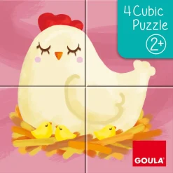 Goula Juguete Puzzle Cubico De 4 Cubos Ilustrados Con Animales De La Granja Cubic * Preescolar