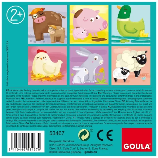 Goula Juguete Puzzle Cubico De 4 Cubos Ilustrados Con Animales De La Granja Cubic * Preescolar