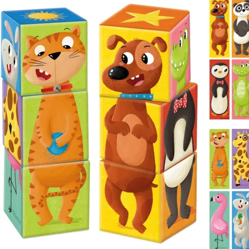 Goula Juguete Puzzle Cubico De 6 Cubos De Los Animales Match & Mix * Preescolar