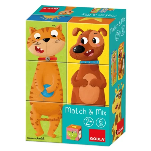 Goula Juguete Puzzle Cubico De 6 Cubos De Los Animales Match & Mix * Preescolar