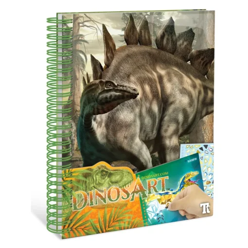 Dinos Art Libro Creativo De Pegatianas Por Numeros Cuaderno Dinosaurios Dinosart* Juegos Educativos
