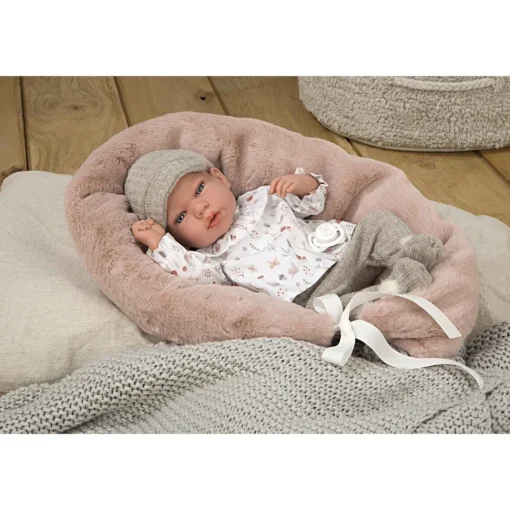 Muñecas Arias Muneca Con Peso Elegance 40 Cm Andie Gris Con Cojin Lactancia* Munecas Y Peluches