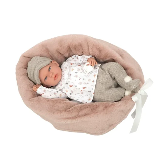 Muñecas Arias Muneca Con Peso Elegance 40 Cm Andie Gris Con Cojin Lactancia* Munecas Y Peluches