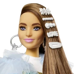 Barbie Muneca Morena Articulada Con Vestido Arcoiris, Accesorios De Moda Y Mascota Extra* Munecas Y Peluches