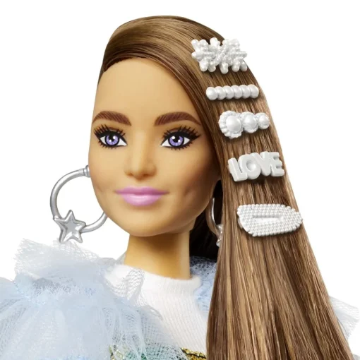 Barbie Muneca Morena Articulada Con Vestido Arcoiris, Accesorios De Moda Y Mascota Extra* Munecas Y Peluches