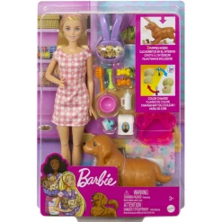 Barbie Muneca Rubia Con Perritos Y Accesorios De Juguete Y Sus Cachorros* Munecas Y Peluches