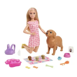 Barbie Muneca Rubia Con Perritos Y Accesorios De Juguete Y Sus Cachorros* Munecas Y Peluches