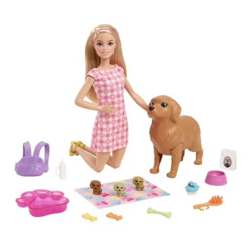 Barbie Muneca Rubia Con Perritos Y Accesorios De Juguete Y Sus Cachorros* Munecas Y Peluches