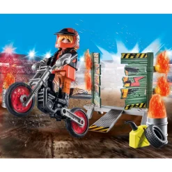 Playmobil Starter Pack Stunt Show Moto Con Pared De Fuego Stunt Show* Muñecos Articulados