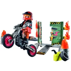 Playmobil Starter Pack Stunt Show Moto Con Pared De Fuego Stunt Show* Muñecos Articulados