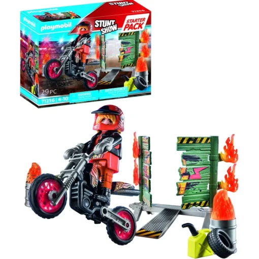 Playmobil Starter Pack Stunt Show Moto Con Pared De Fuego Stunt Show* Muñecos Articulados
