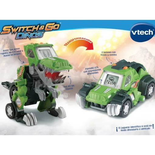 VTech Switch&Go Dinos, Barro El T-Rex 4X4, Dinosaurios Que Se Transforman En Vehiculos * Muñecos Articulados