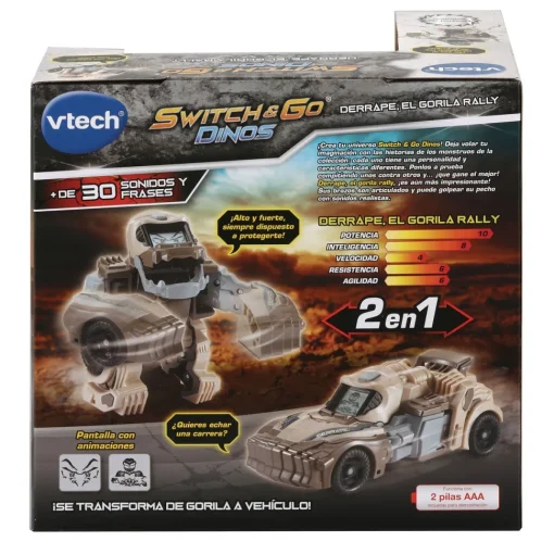 VTech Switch&Go Dinos, Derrape El Gorila Rally, Dinosaurios Que Se Transforman En Vehiculos * Muñecos Articulados