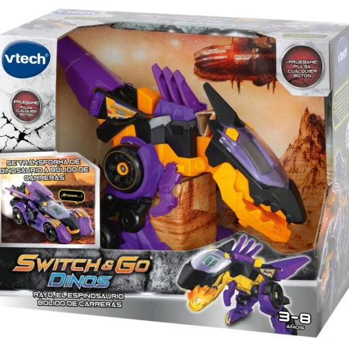 VTech Switch&Go Dinos, Rayo El Espinosaurio Bolido De Carreras, Dinosaurios Que Se Transforman En Vehiculos * Muñecos Articulados