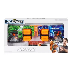 X-Shot - Skins Super Pack Dos Lanzadoras Dread Con 48 Dardos* Juguetes Al Aire Libre