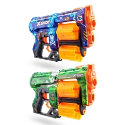 X-Shot - Skins Super Pack Dos Lanzadoras Dread Con 48 Dardos* Juguetes Al Aire Libre