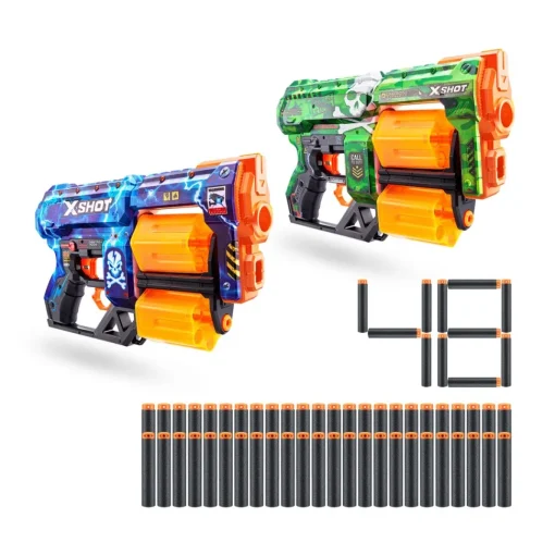 X-Shot - Skins Super Pack Dos Lanzadoras Dread Con 48 Dardos* Juguetes Al Aire Libre