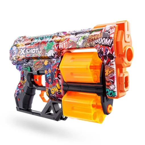 X-Shot Skins-Dread Doble Tambor Y 12 Dardos 3 Disenos Surtidos* Juguetes Al Aire Libre