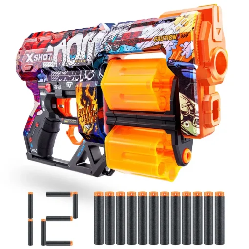 X-Shot Skins-Dread Doble Tambor Y 12 Dardos 3 Disenos Surtidos* Juguetes Al Aire Libre