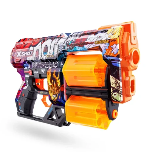 X-Shot Skins-Dread Doble Tambor Y 12 Dardos 3 Disenos Surtidos* Juguetes Al Aire Libre